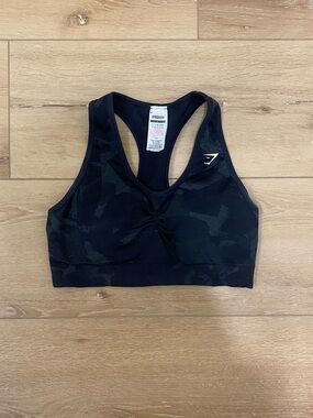 Gymshark Black Camouflage Racerback Seamless Sports Bra